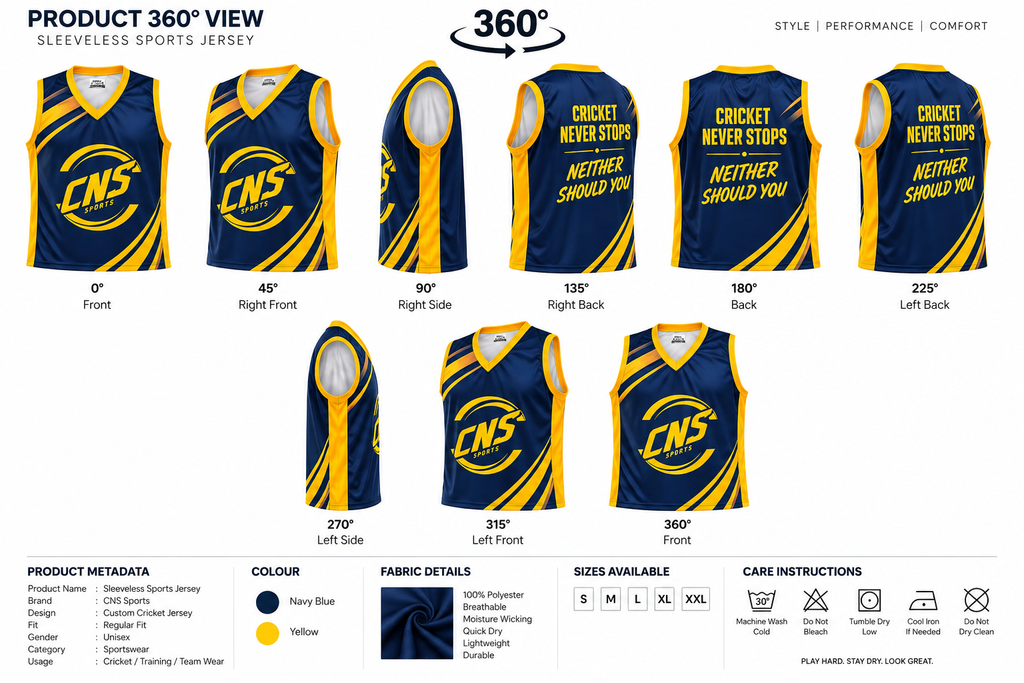 CNS Sleeveless training Vest – Navy Blue & Gold